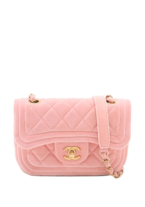 CHANEL Pre-Owned 2021-2025 Mini Quilted Velvet Double Frame Flap crossbody bag - Pink