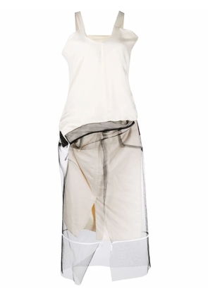 Maison Margiela panelled tulle-overlay dress - Neutrals