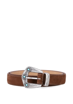 Fabrizio Mancini turquoise-embellished belt - Brown