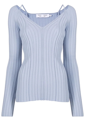 Proenza Schouler White Label lightweight rib knit V-neck top - Blue