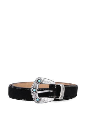 Fabrizio Mancini turquoise-embellished leather belt - Black