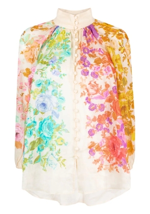 ZIMMERMANN floral-print ramie blouse - Neutrals
