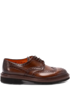 Santoni lace-up brogue-detail derby shoes - Brown