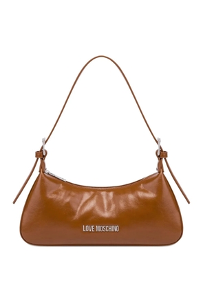 Love Moschino curved leather shoulder bag - Brown