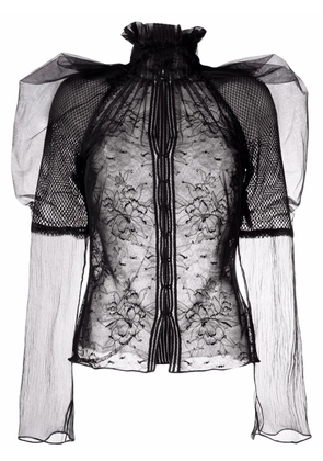TOM FORD floral-lace high-neck blouse - Black