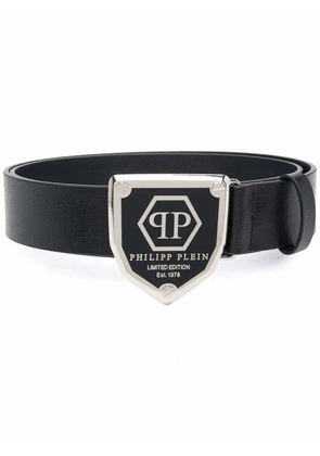 Philipp Plein logo-plaque leather belt - Black