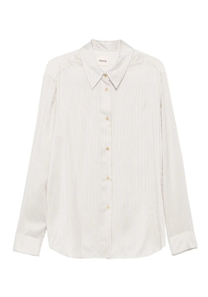 KHAITE stripe-pattern long-sleeve shirt - White
