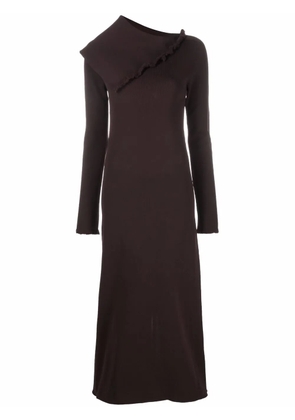 Jil Sander asymmetric collar maxi dress - Brown