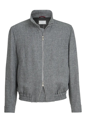 Brunello Cucinelli stand collar hopsack outerwear jacket - Grey