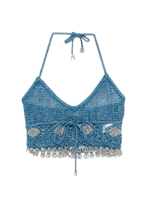 Rabanne halterneck embellished top - Blue