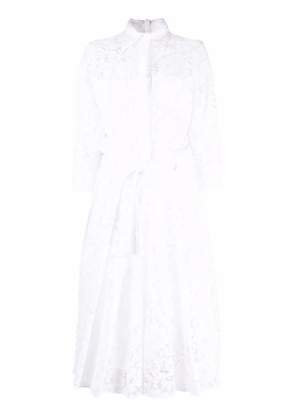 Valentino Garavani floral-lace pleated shirt-dress - White