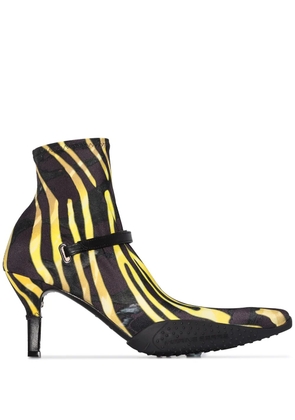 Marine Serre zebra print 80mm ankle boots - Black