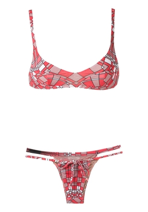 Amir Slama geometric print bikini set - Red