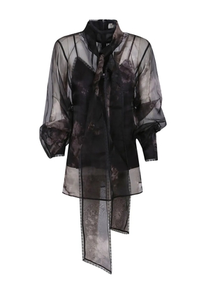 ZIMMERMANN panelled tie-neck top - Black