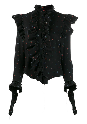 VETEMENTS floral print ruffled shirt - Black