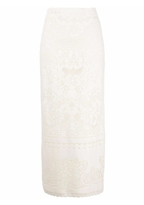 Valentino Garavani high-waisted heavy lace skirt - Neutrals