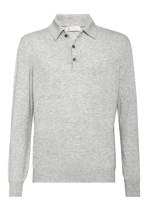 Brunello Cucinelli long-sleeve cashmere polo shirt - Grey