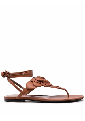 Valentino Garavani floral appliqué leather sandals - Brown