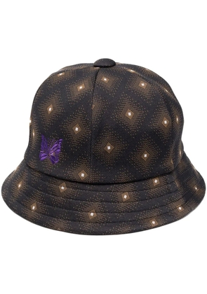 Needles Bermuda embroidered-butterfly bucket hat - Black