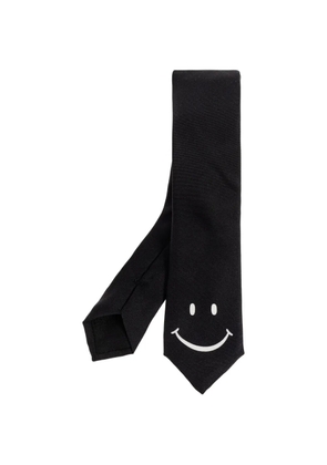 Moschino smiley-motif silk tie - Black