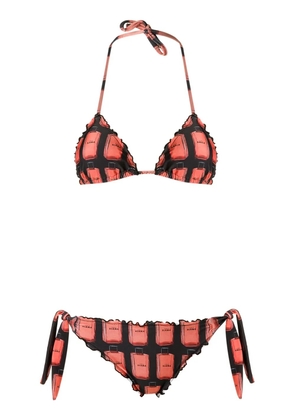 Amir Slama ruffled triangle bikini set - Black