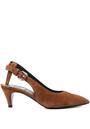 Moschino 60mm slingback suede pumps - Brown