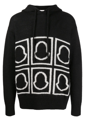 Moncler logo-intarsia knitted hoodie - Black