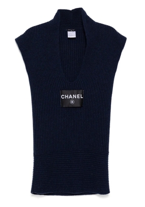 CHANEL Pre-Owned 2008 logo sleeveless dress - Blue