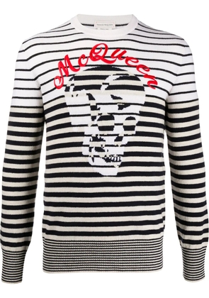 Alexander McQueen skulls and stripes crewneck jumper - White