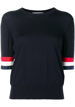 Thom Browne Rwb Cuff Fine Merino Tee - Blue