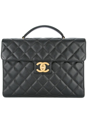 CHANEL Pre-Owned quilted flat briefcase - Black