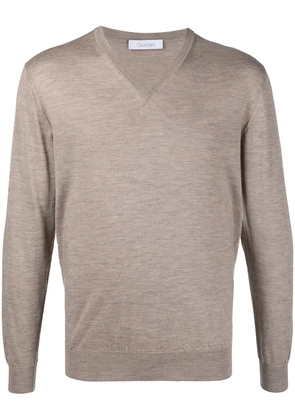 Cruciani long-sleeve V-neck jumper - Neutrals