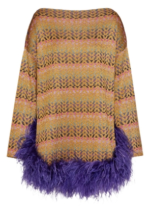 Valentino Garavani Optical feather-trim jumper - Neutrals