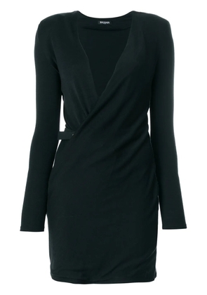 Balmain v-neck crossover dress - Black