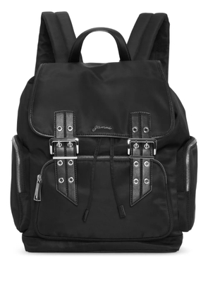GANNI logo-plaque backpack - Black