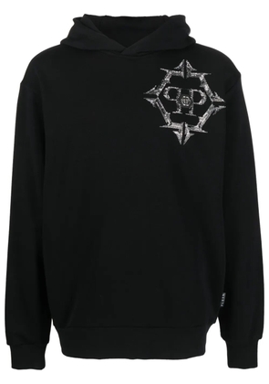 Philipp Plein Chrome rhinestone-embellished hoodie - Black