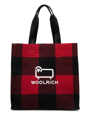 Woolrich logo-print tartan tote bag - Red