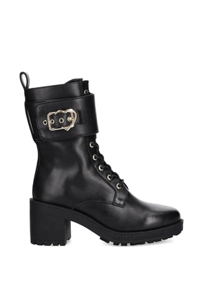 Love Moschino buckle-detail lace-up heeled boots - Black