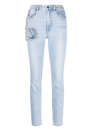 AREA crystal-embellished jeans - Blue
