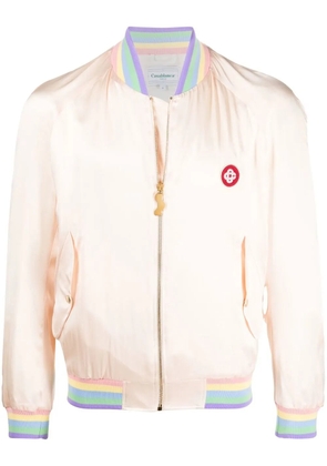 Casablanca silk logo-embroidered bomber jacket - Neutrals