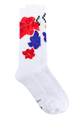 COUNTY OF MILAN Flowers long socks - White