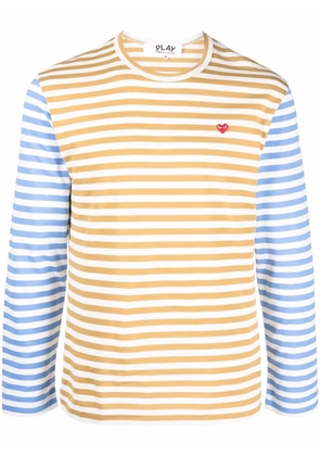 Comme Des Garçons Play logo-embroidered stripe-print T-shirt - Blue