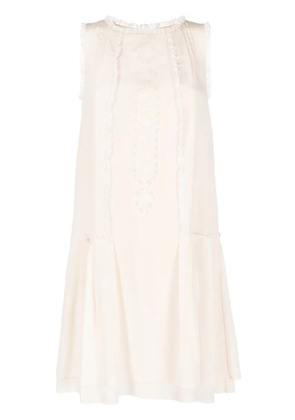 SHIATZY CHEN silk lace panelled dress - Neutrals