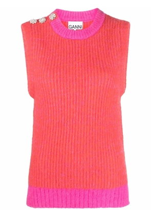 GANNI embellished wool-blend vest - Pink