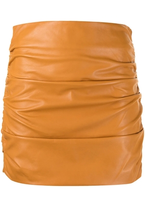 Michelle Mason ruched leather mini skirt - Orange