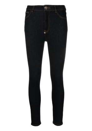Philipp Plein skull embroidered logo skinny jeans - Blue