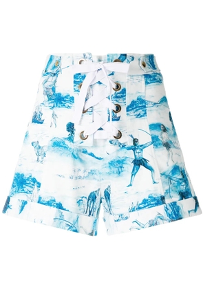 Isolda high waist printed shorts - Blue
