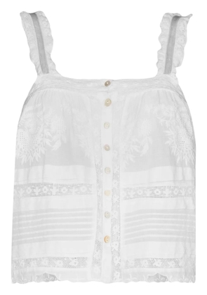 LoveShackFancy Sully cropped crocheted top - White