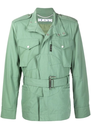 Off-White belted-waist military jacket - Green