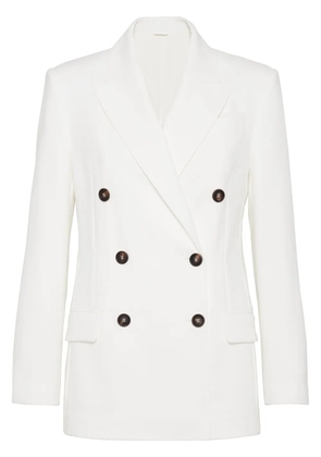 Brunello Cucinelli double-breasted cotton-twill blazer - White